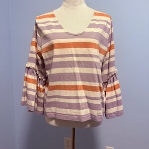 Madewell Women’s Bell Sleeve Cotton‎ Striped Top Size L